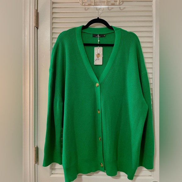 Bright green button up oversized cardigan - Picture 1 of 3